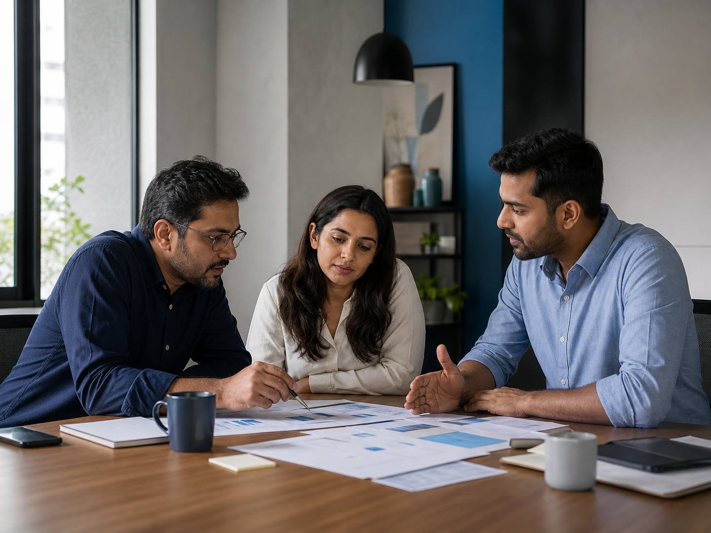 Indian professionals reviewing a business roadmap in a representative planning session.